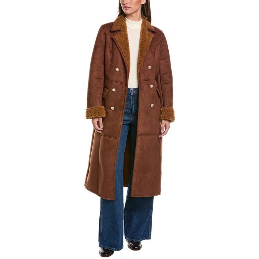 Generation Love Womens Benton Faux Shearling Coat, Brown